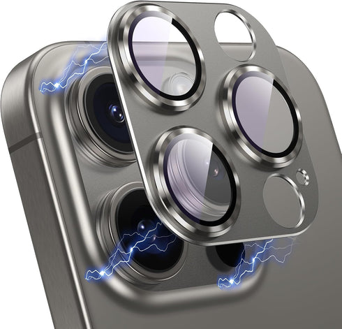 AFARER 2024 Camera Lens Protector iPhone 15 Pro/iPhone 15 Pro Max, Upgraded Metal Tempered Glass Film Strong Adsorption Anti-Scratch Screen Protec...