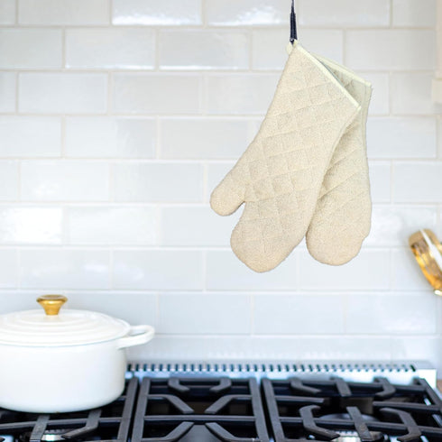 Nouvelle Legende Quilted Cotton Terry Oven Mitts for Baking, BBQ, and Cooking Protection, Heat-Resistant Gloves for Kitchen and Grill, Comfortable...