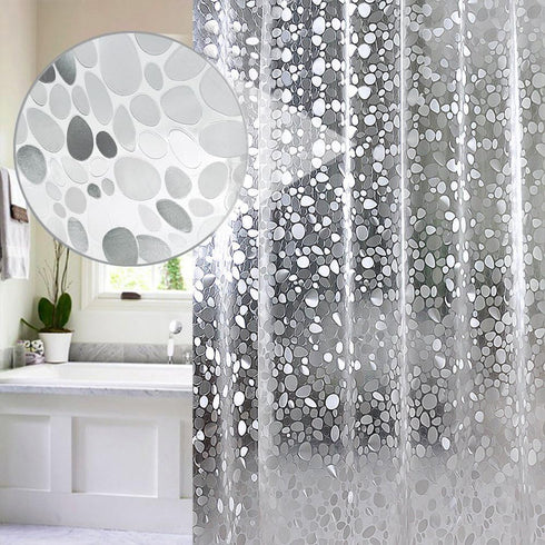 EurCross Stall Shower Curtain Liner54 x 72inch, EVA Waterproof Weighted Clear Shower Liner with Magnets,Cobblestone Narrow Small Shower Curtain Li...
