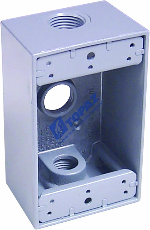 Topaz Electric WB2350 1/2-Inch 3 Hole Weather Proof Box, Grey Two Gang...