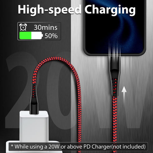 cugunu USB C to Lightning Cable 3 Pack 6FT iPhone Charger Apple MFi Certified Power Delivery Fast Charging Cord Compatible with iPhone 14/13/12/11...