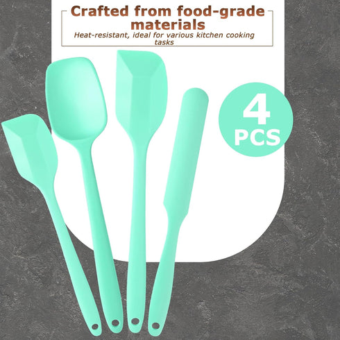 Silicone Spatula, Food Grade Silicone, 600°F High Heat Resistant Kitchen Green Spoon Spatulas Set for Cooking Baking Mixing and Dishwasher Safe...