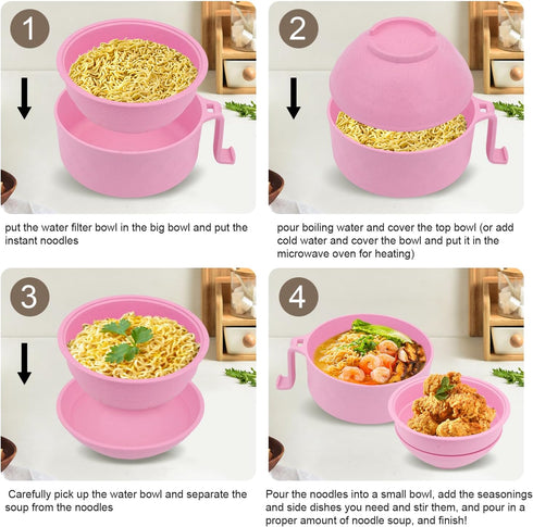 Ramen Cooker, Microwave Ramen Bowl Set with Chopsticks Spoon Ramen Noodle Bowl Instant Cooking for College Dorm Room Essentials, Dishwasher-Safe, ...