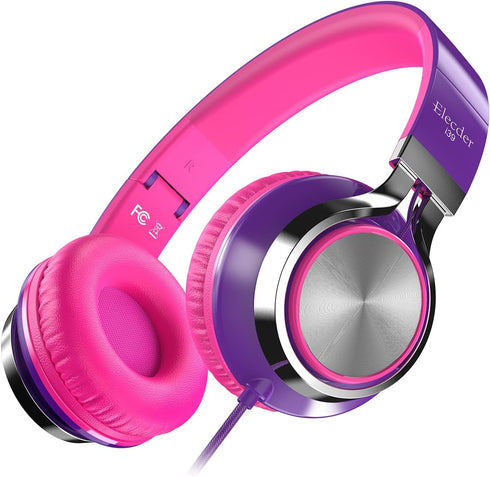 ELECDER i39 Headphones with Microphone Foldable Lightweight Adjustable On Ear Headsets with 3.5mm Jack for Cellphones Computer MP3/4 Kindle School...