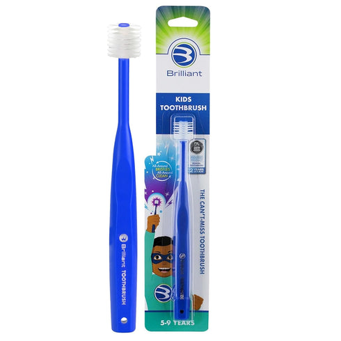 Brilliant Oral Care Kids Toothbrush with Soft Bristles and Round Head, for a Child Approved, Easy to Use All-Around Clean Mouth, Ages 5-9 Years, R...