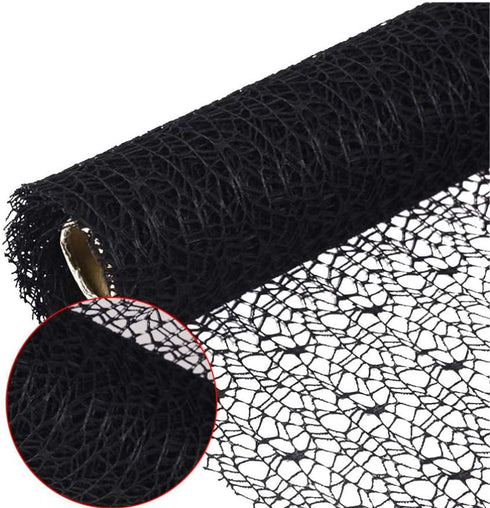 Mesh Ribbon Roll Spider Web Deco Ribbon Lace Net Jute Mesh Trim Ribbon Gauze Roll for DIY Craft Flower Packaging Door Curtain Background (Black)...
