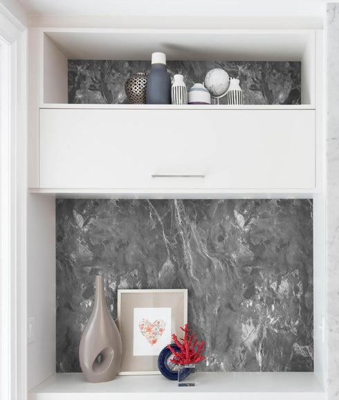 Guvana Matte Marble Contact Paper for Countertop 15.7''x78.7'' Removable Grey Wallpaper Marble Peel and Stick Wallpaper Matte Marble Contact Paper...