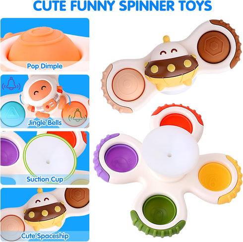 Suction Cup Spinner Toys, Educational Suction Spinner Toys for Babies, Spinning Toys for Toddlers 1-3, Learning Baby Bath Toys Toddlers Boys Girls...
