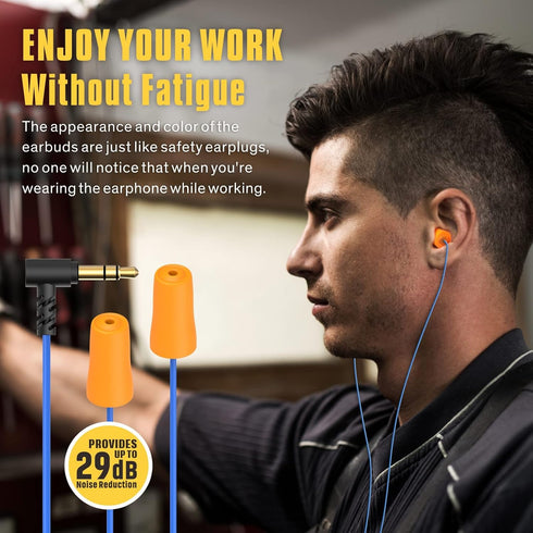 Hearprotek earplug Headphones for Work, Safety Foam Earbuds Headphones That Look Like earplugs for Hearing Protection Noise Isolation-Great for Wo...