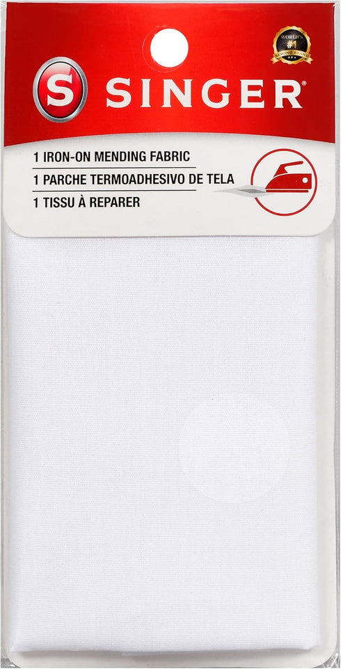 SINGER 00097 Iron-On Mending Fabric, Fabric Patch for Mending ClothesWhite, White...