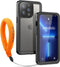 Inkolelo iPhone 13 Pro Waterproof Case, Full-Body Protector, Floating Strap IP68, 6.1 inch (2021) - Matte Black/Orange...