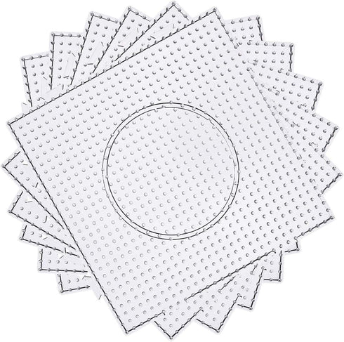 H&W 6PCS 5mm Fuse Beads Boards, Large Clear Pegboards Kits, with Gift 4 Lroning Paper (WA3-Z6)...