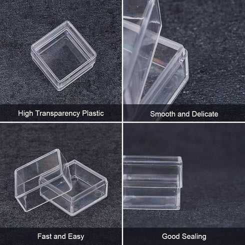 BENECREAT 16 Pack Square High Transparency Plastic Bead Storage Containers Box Case for beauty supplies,Tiny Bead,Jewerlry Findings, and Other Sma...