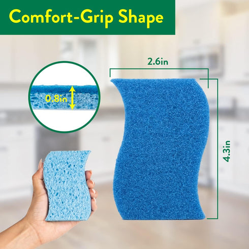 Pine-Sol Non Scratch Scrub Sponges - Double Sided Dish Scrubber Safe for Nonstick Cookware - Kitchen Essentials for Dishwashing and Cleaning, 4 Pa...