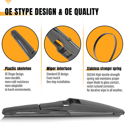 10 Inch Rear Wiper Blade Replacement for TOYOTA RAV4 2018 2017 2016 2015 2014 2013 Highlander 2022 2021 2020 Jeep Compass 2021 2020 2019 2018 -Gen...