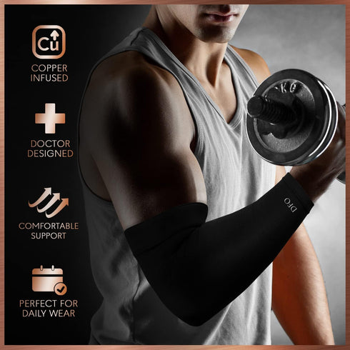 Dr. Frederick's Original Copper Compression Elbow Sleeve - 1 Sleeve - Elbow Support - Compression Sleeve For Men and Women - Tendonitis Pain Relie...