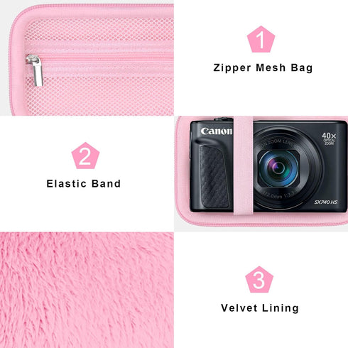 Canboc Carrying Case for Canon PowerShot SX740 SX730 SX720 SX620 G7X Digital Camera, Point and Shoot Vlogging Camera Bag, Zipper Mesh Pocket fits ...