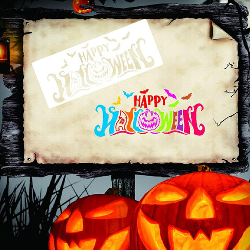 NGLAT 12 Pcs Halloween Stencils Template Large Halloween Pumpkins Painting Stencils Reusable Witch Skeleton Template for DIY Cards Crafts Drawing ...