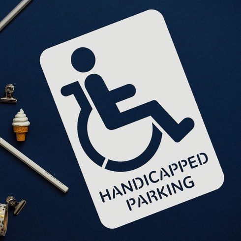 FINGERINSPIRE Handicap Stencil Template 11.7x8.3 inch Plastic Handicap Painting Stencil Handicap Symbol with Handicapped Parking Word Reusable DIY...