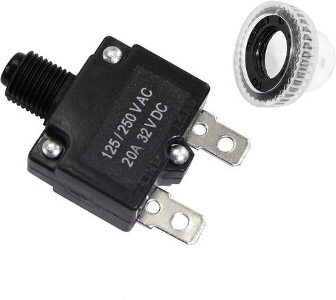5PCS 20Amp Circuit Breakers with Push Button Reset with Quick Connect Terminals and Waterproof Button Cap...