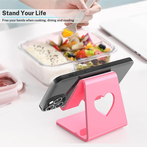 Crpich Acrylic Cell Phone Stand, Portable Phone Holder, Pink Phone Stand for Desk, Compatible with Phone15 14 13 12 Pro Max Mini 11 Plus SE, Switc...
