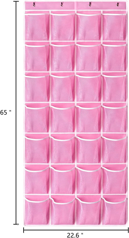 KEEPJOY 28 Pockets Hanging Shoe Organizer, Over the Door Shoe Organizer, Hanging Door Shoe Holder Rack with Mesh Pockets Large Size 65 x 23 Inch (...