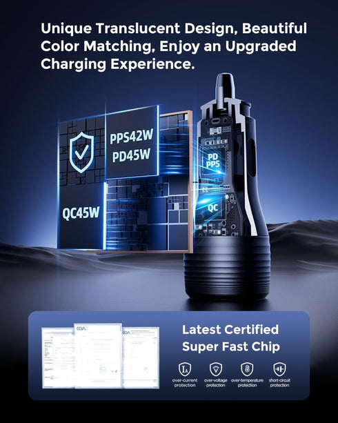 SUNDA 90W USB C Fast Car Charger, 2-Ports Car Charger Adapter, Cigarette Lighter USB Charger PD45W/QC45W QC 3.0 Car Phone Charger for iPhone15/14P...