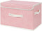 ANMINY Fabric Storage Bin with Lid Rose Print Storage Box Basket with PU Leather Handles Washable PP Plastic Board Decorative Foldable Lidded Shel...