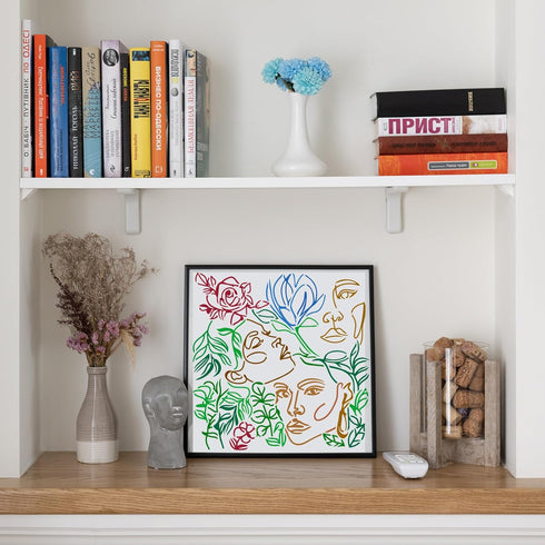 FINGERINSPIRE Woman Face Stencil 11.8x11.8inch Line Art Beautiful Woman Face Drawing Template Beauty Girl Rose Magnolia Pattern Decoration Stencil...