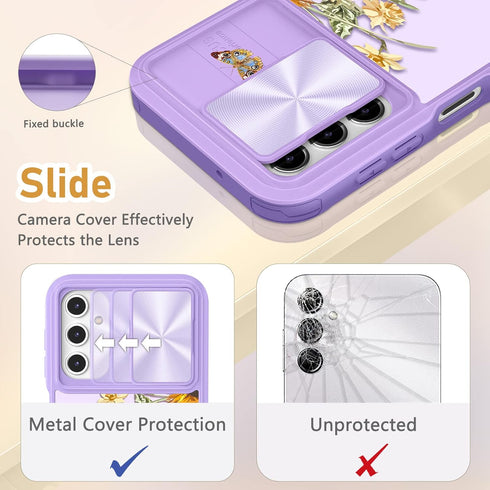 for Samsung Galaxy A14 5G Case, Cute Stylish Designer Galaxy A14 5G Phone Cases with Slide Camera Cover + Ring Holder,Sunflower Slim Protective Sh...