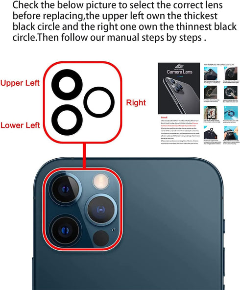 Camera Lens Replacement for iPhone 13 Pro & 13Pro Max, GVKVGIH Back Camera Len Glass Replacement with Double-Sided Adhesive & Repair Tool Kit......