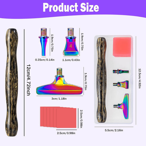 Snewvie Diamond Painting Pen Accessories Tools Set,1PCS Black Diamond Art Pen and 3Pcs Metal Screw Thread Multi Placer Tips,Resin Diamond Painting...