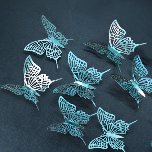 Cheerland Butterfly Wall Decor 3D Butterflies Decals Mural Teal Room Stickers Removable Turquoise Decorations for Girl Bedroom Home Decor Wedding ...