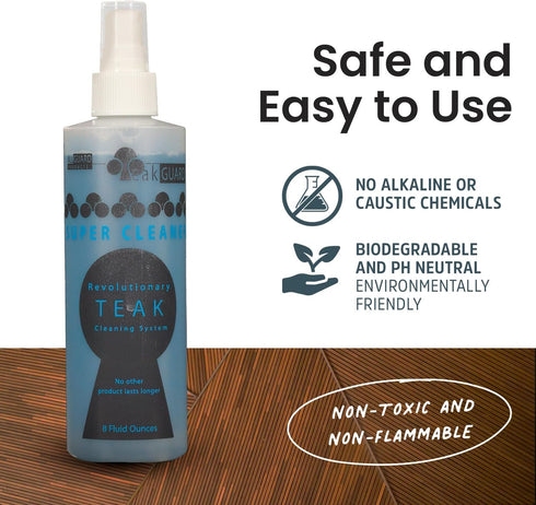 Super Cleaner, Pre-Finish Teak Cleaner and Brightener, Water-Based No Oil Teak Wood Restorer and Protectant, Deep Cleanser for Outdoor & Indoor Wo...