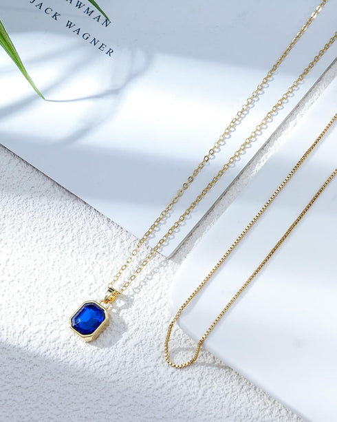 Lourny Gold Layered Crystal Necklace for Women, 18K Gold Plated Choker Emerald Green Dainty Chain Trendy Statement Necklace Jewelry for Women Gift...