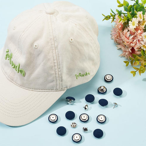 BENECREAT 32 Sets 0.67Inch Baseball Cap Button Top Replacement Hats Buttons, Prussian Blue Cloth Covered Hat Button for Hat Replacement Repair Jea...