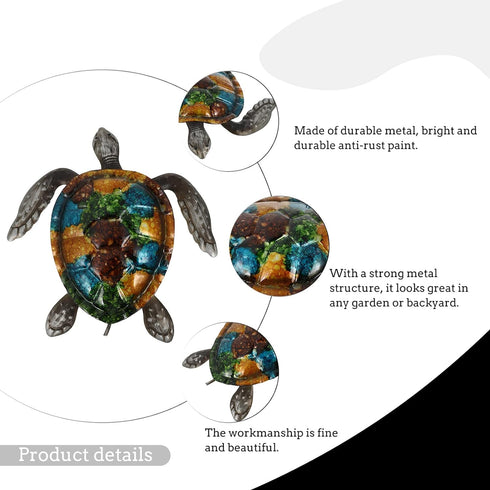 NUOBESTY Turtle Statue Outdoor Metal Turtle Wall Decor Sea Turtle Hanging Wall Art Iron Tortoise Sculpture Ocean Decoration for Home Bedroom Garde...