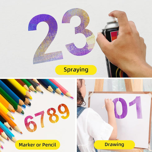 18 Inch Large Number Stencils Reusable Large Number Stencils Plastic Digital Stencils Templates for Cake Stencil Address Number Painting Stencils ...