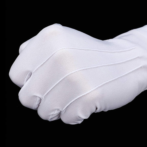 Shappy 2 Pairs White Cotton Gloves Men Costume Stitched Uniform Gloves for Wedding Formal Tuxedo Party Jewelry Inspection (Nylon 10 Inch)...