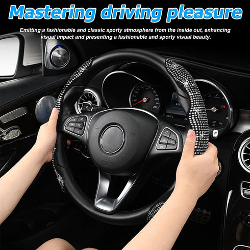 2PCS Car Steering Wheel Cover, Anti-Slip Sparkly Glitter Bling Diamond Crystal Rhinestones Automotive Steering Wheel Protector for Women Girls, Ve...