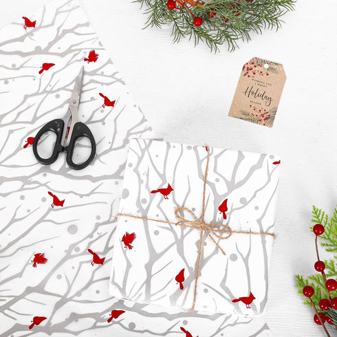 Whaline 100 Sheet Christmas Tissue Paper Set Cardinal Print Gift Wrapping Paper DIY Art Craft Tissue for Xmas Packaging Wedding Birthday Bouquet, ...