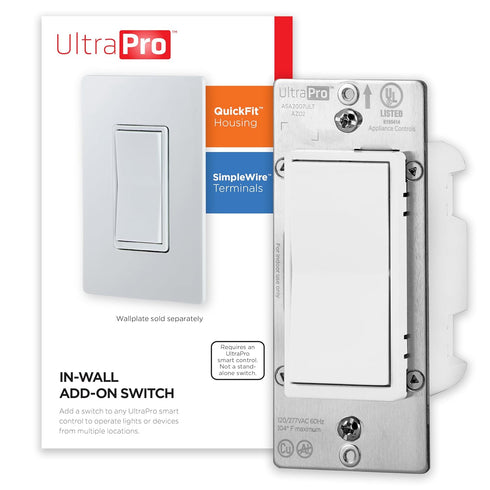 UltraPro Add-On Switch QuickFit and SimpleWire, in-Wall White Rocker Paddle Only, Z-Wave ZigBee Wireless Smart Lighting Controls, NOT A STANDALONE...