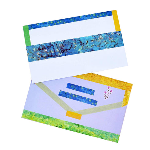 Washi Tape Set of 12 Rolls,Van Gogh Starry Night Decorative Green Leaves Floral Blue Yellow Washi Masking Tape Sets for Craft,Kids,Scrapbook,DIY,G...