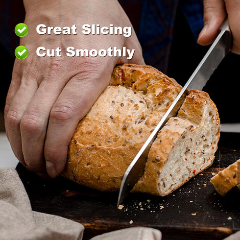 Serrated Bread Knife, Pastry-Slicer - 10 Inch/24CM Blade,One-Piece Stainless Steel Design,Best Knives for Slicing Bread, Bagels, Cake...