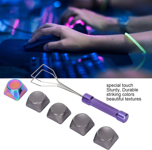 5Pcs Metal Keycaps, XDA Keycaps with Key Puller Special Touch Color Plating Beautiful Textures Decorative Compatible with Mechanical Gaming Keyboa...