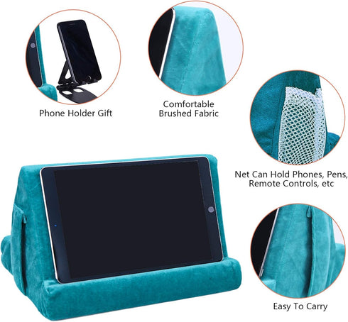 Tablet Stand Multi-Angle Tablet Pad Stand Lazy Holder Stand Soft Pad Stand Tablet Cushion Stand with Net Pocket & Phone Stands for Lap, Knee, Sofa...