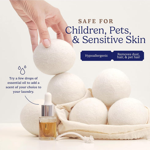 Handy Laundry Wool Dryer Balls - Natural Fabric Softener, Reusable, Reduces Clothing Wrinkles and Saves Drying Time, Better Alternative to Plastic...