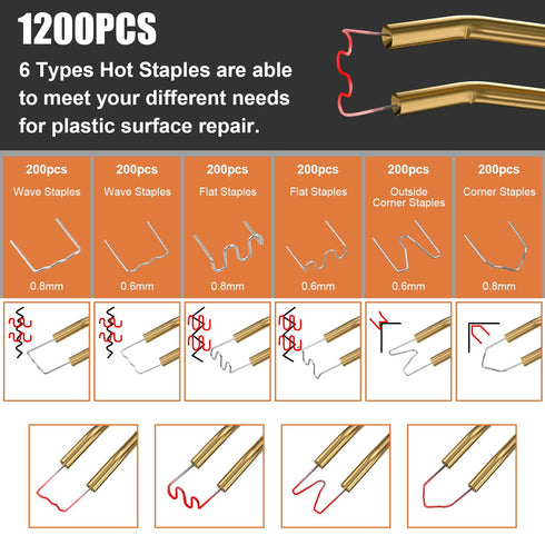 1200PCS Plastic Welding Hot Staples, Plastic Welding Kit for Repair Car Machine Dashboards Lamp Holders Daily Plastics Supplies Plastics Rings...