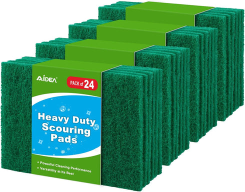 AIDEA Heavy Duty Scouring Pads, Reusable Dish Scrubber Pads for Household and Kitchen, Multipurpose Scour Pads for Cleaning, 24 Pack, 5.5in*3.5in...