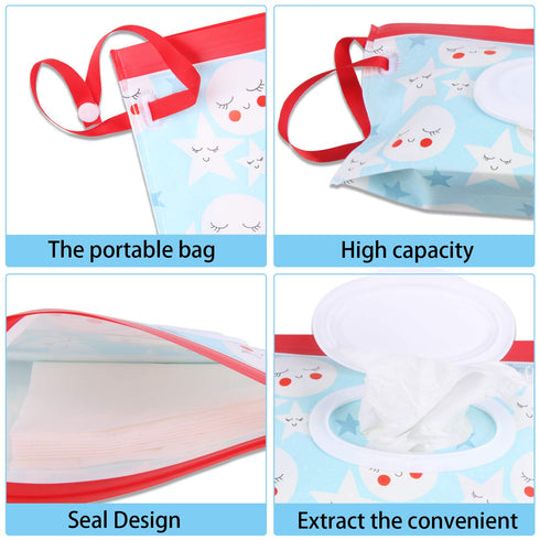FEBSNOW 4 Pack Baby Wipes Container, Reusable Portable Wet Wipe Pouch, Wipe Dispenser Container, Baby Travel Wet Wipe Holder...